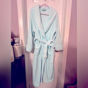 Ladies plush bathrobe, aqua blue, XL, Sonoma
